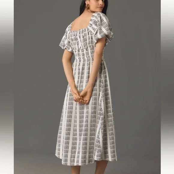 *Anthropologie Maeve Puff Sleeve Square Neck Smocked Midi Dress - Picture 4 of 5